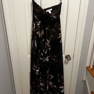 White House Black Market Black and Brown Floral Maxi Dress